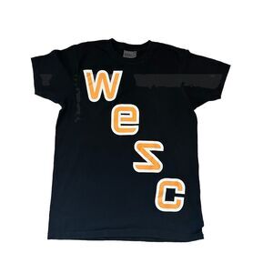 WeSC Mens WeSC  Black and Yellow Logo T-Shirt Unisex Medium